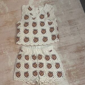 Rylee + Cru Cream and Brown Kids Crochet Set